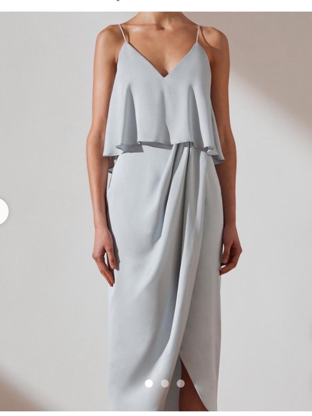 NWT Shona Joy Light Blue Gray Luxe Frill Tulip Dress